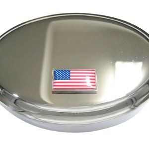 USA American Flag Oval Trinket Jewelry Box